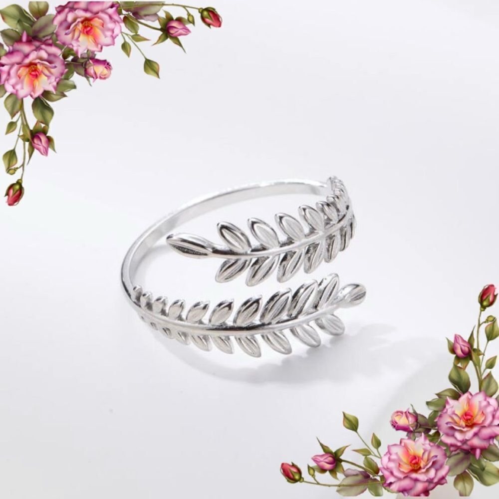 Stainless Steel Leaf Ring open adjustable‎